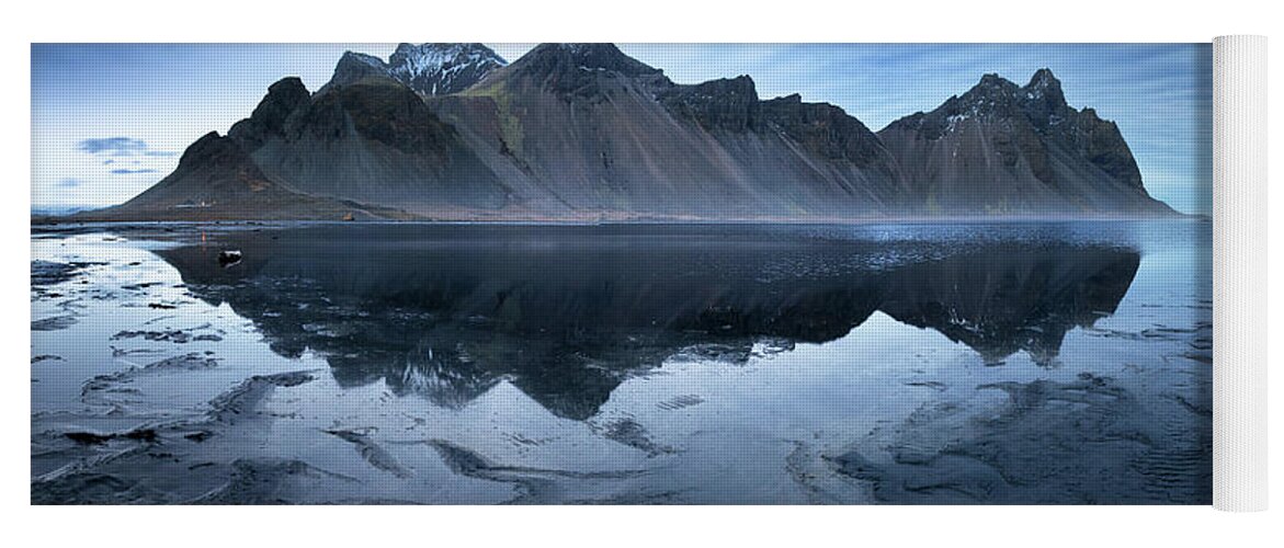 Landscape Yoga Mat featuring the photograph Vestrahorn mountains and Stokksnes beach near Hofn, Iceland by Jane Rix