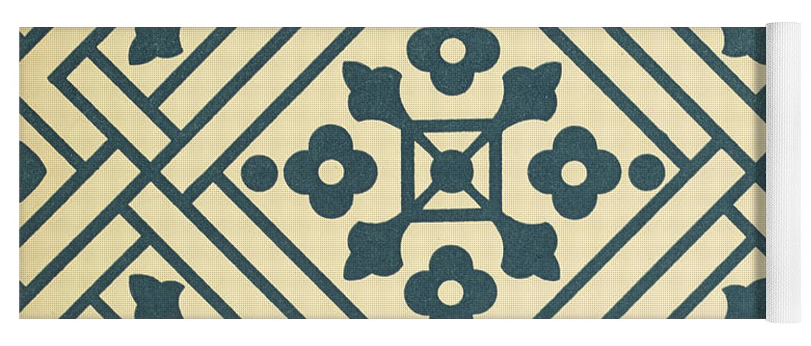 Victorian textile pattern, cream and blue, Plate xxxiii, from Studies in  Design Yoga Mat by English School - Bridgeman Prints