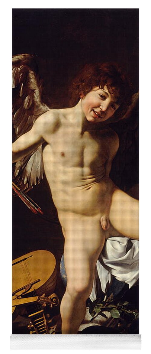 Amor Victorious Yoga Mat featuring the painting Victorious Cupid by Michelangelo Merisi da Caravaggio