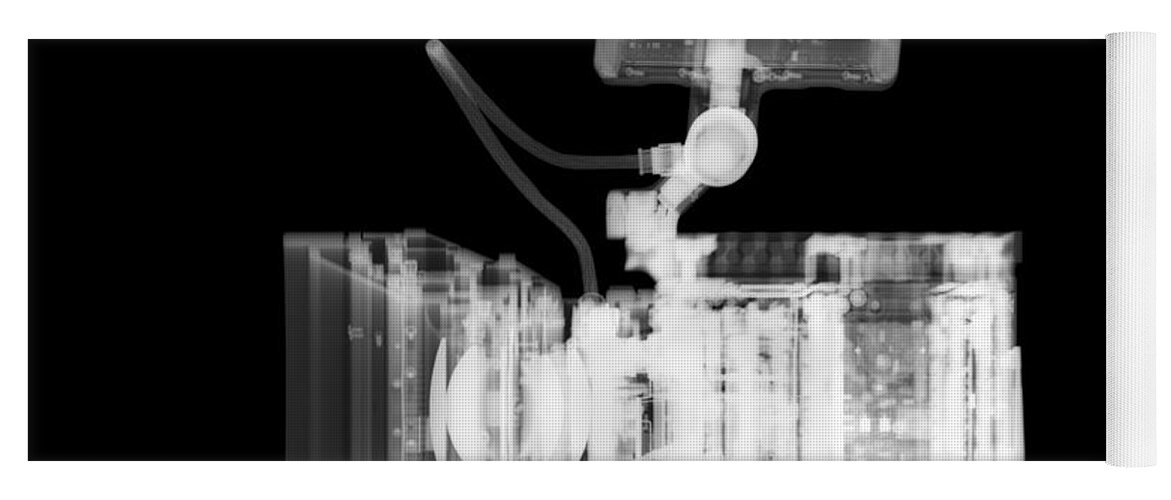 Black Yoga Mat featuring the photograph Video camera, X-ray. by Science Photo Library