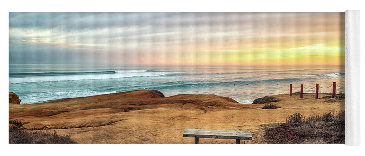 Sunrise Yoga Mat featuring the photograph Solitude At Sunrise At Sunset Cliffs Natural Park by Joseph S Giacalone