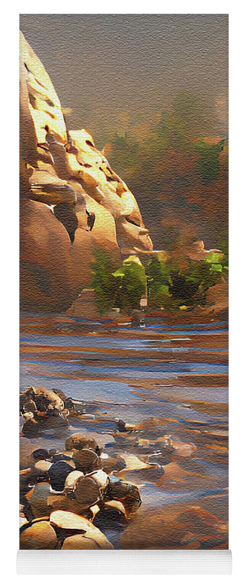 River Landscape Yoga Mat featuring the digital art View From The River Bank by Deborah League