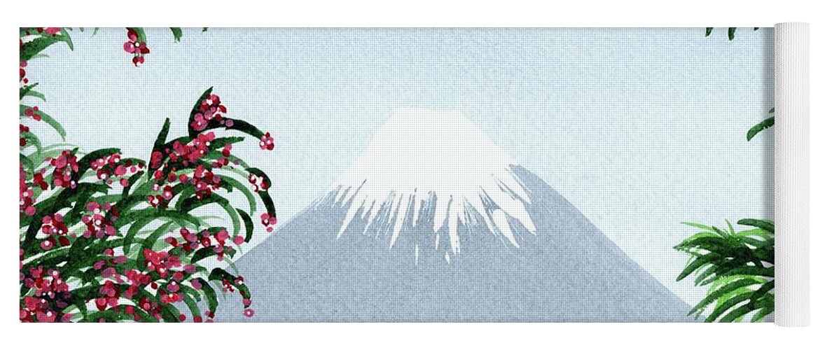 Japan Icon Yoga Mat featuring the painting View of Distant Mount Fuji by Donna Mibus