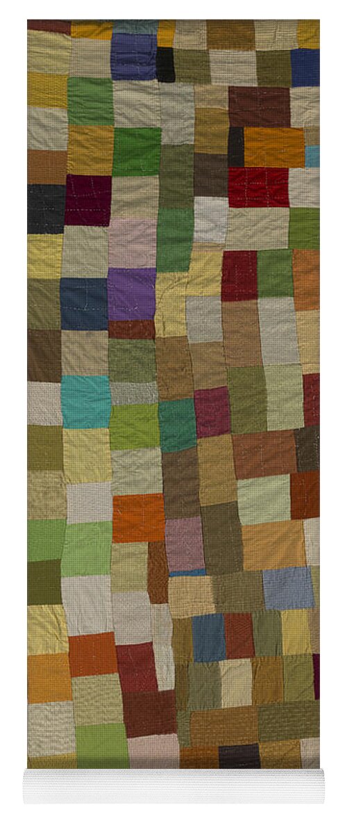 Vintage Yoga Mat featuring the tapestry - textile Vintage Blocks Quilt - 1940's by David Hinds