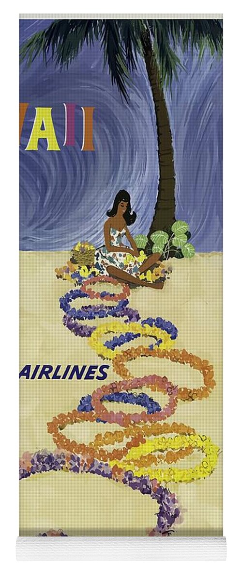 Vintage Yoga Mat featuring the mixed media Vintage Travel Poster Hawaii by Movie Poster Prints
