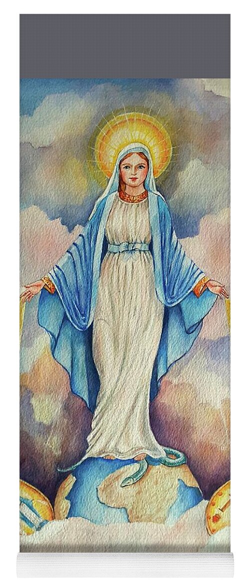 Virgin Yoga Mat featuring the painting Virgin of miracles by Carolina Prieto Moreno