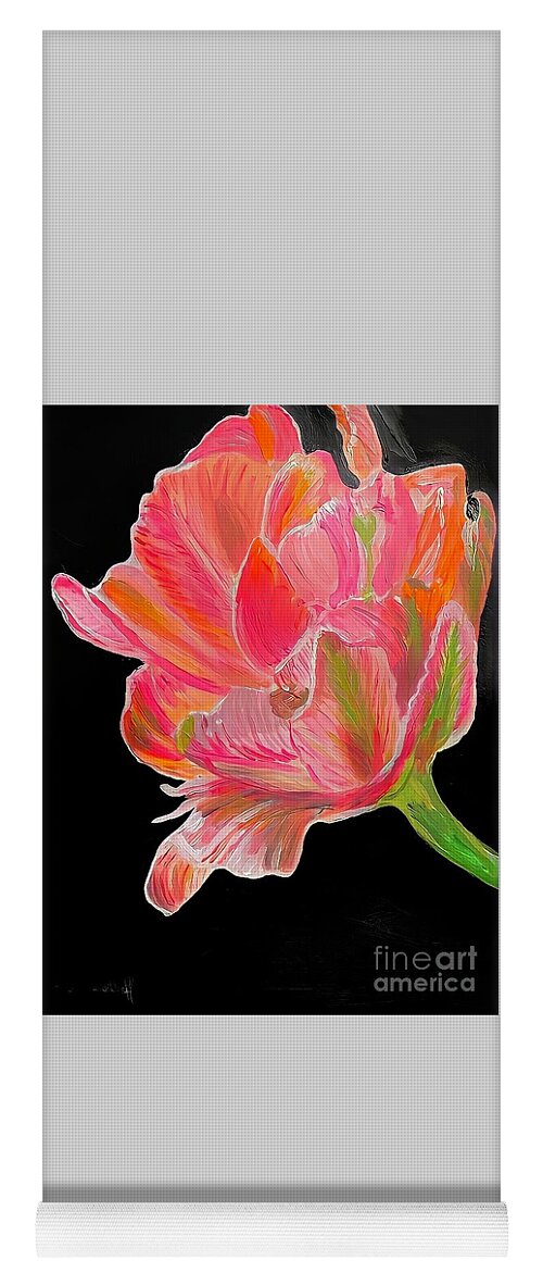 Pink Tulip Yoga Mat featuring the mixed media Flower Nr.20 Volume 2 by Ciet Friethoff