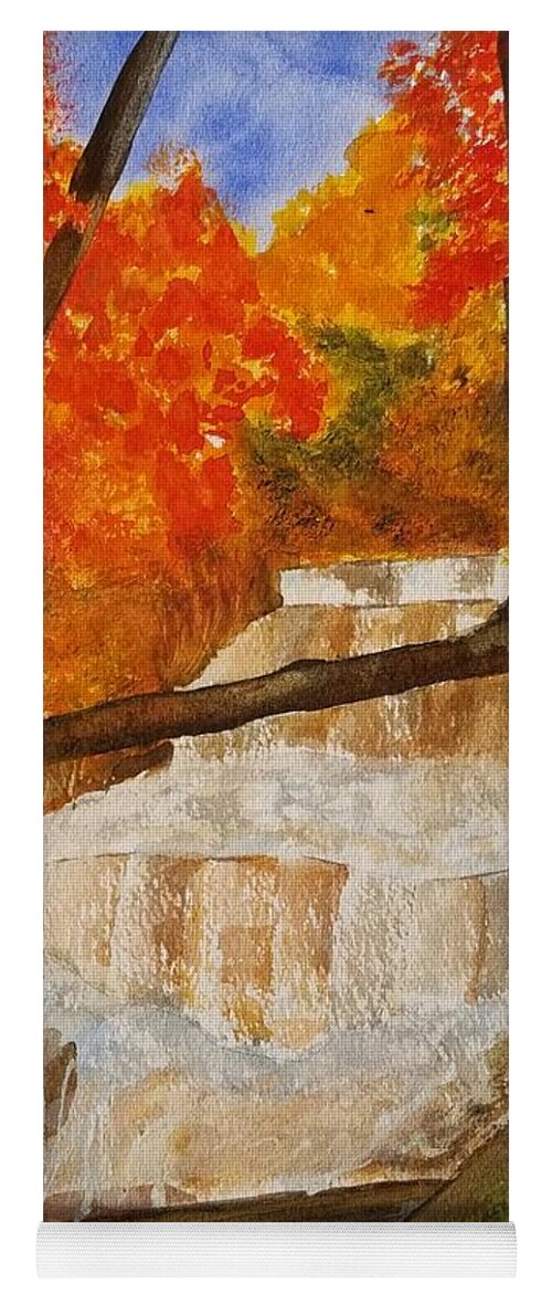 Wagner Falls Yoga Mat featuring the painting Wagner Falls II by Ann Frederick