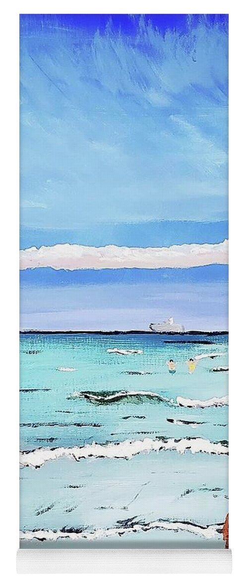 Beach Yoga Mat featuring the painting Waiting Along the Shore by Amy Kuenzie