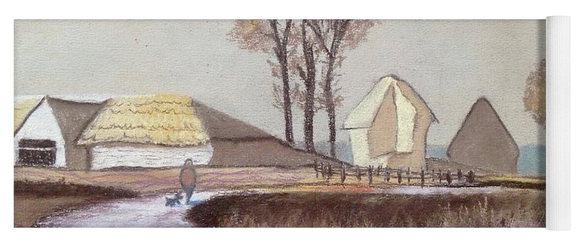 Walk In The Country Yoga Mat featuring the pastel Walk in the Country by Barbara Magor