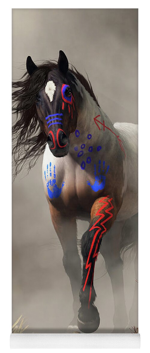 War Horse In The Fog Yoga Mat featuring the digital art War Horse in the Fog by Daniel Eskridge