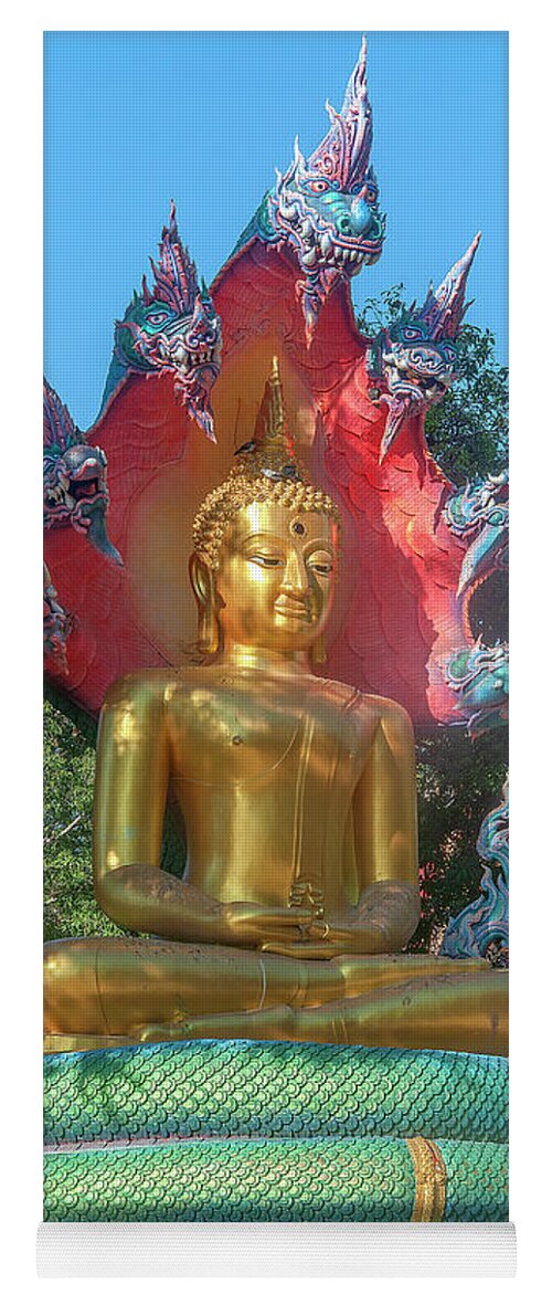 Scenic Yoga Mat featuring the photograph Wat Burapa Buddha Image on Naga Throne DTHU1397 by Gerry Gantt