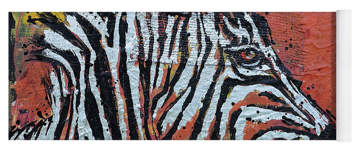  Yoga Mat featuring the painting Watchful Zebra by Jyotika Shroff