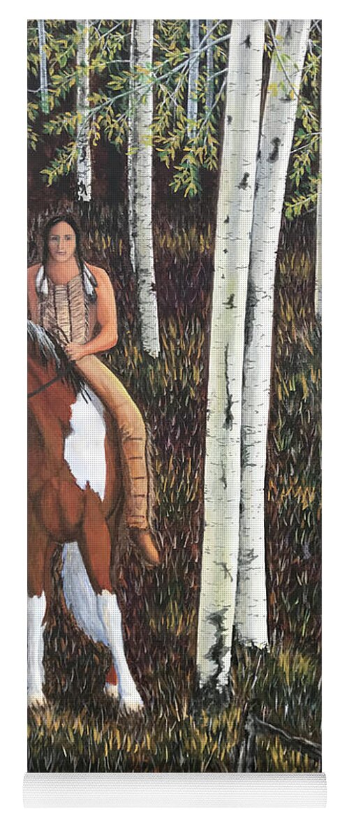 Landscape Yoga Mat featuring the painting Watching from the Birch Trees by Mr Dill