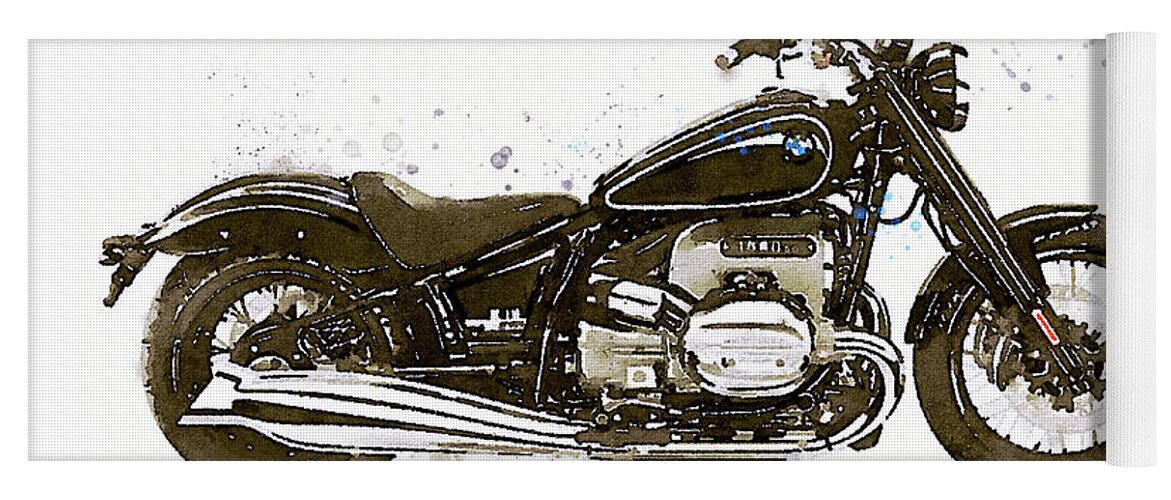 Motorcycle Yoga Mat featuring the painting Watercolor BMW R18 motorcycle - oryginal artwork by Vart. by Vart