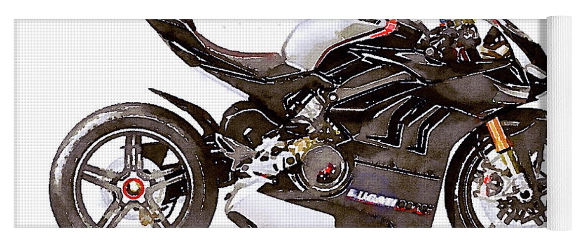 Sport Yoga Mat featuring the painting Watercolor Ducati Panigale V4SP 2022 motorcycle, oryginal artwork b by Vart Studio