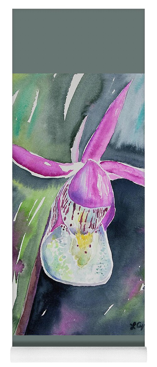 Fairy Slipper Yoga Mat featuring the painting Watercolor - Fairy Slipper by Cascade Colors