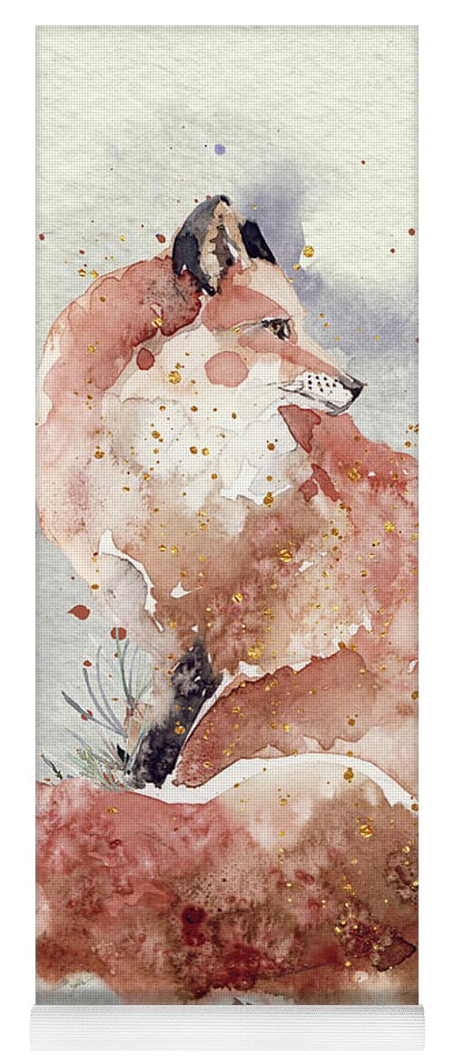 Fox Yoga Mat featuring the painting Watercolor Fox by Garden Of Delights