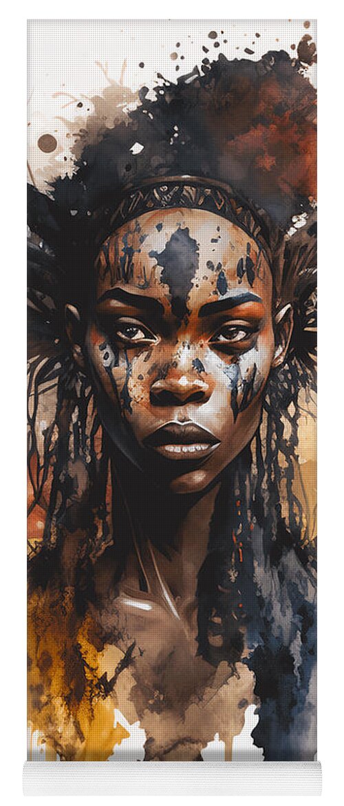 Watercolor Painting Set, Hyper Realistic Character Concept Art, Beautiful  African Tribe Women, No 02 Yoga Mat by Mounir Khalfouf - Pixels Merch