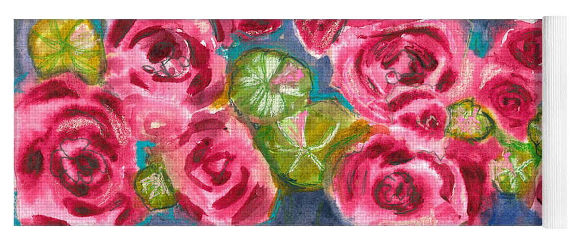Roses Yoga Mat featuring the painting Watercolor Roses by Blenda Studio