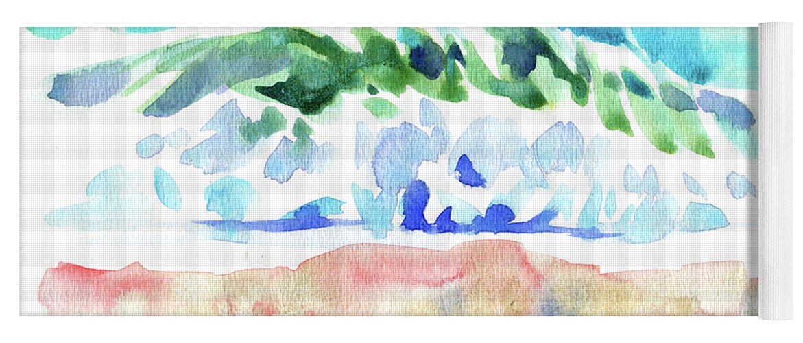Watercolor Yoga Mat featuring the digital art Watercolor Wave On Sea Painting by Sambel Pedes