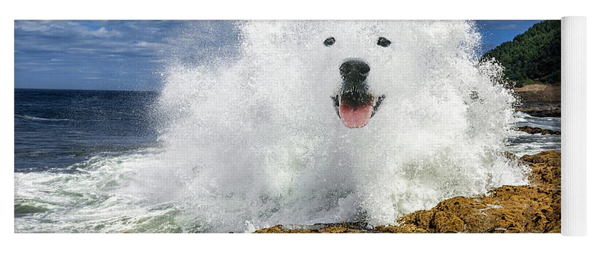Smiling Dog Yoga Mat featuring the digital art Waterdog by Pelo Blanco Photo