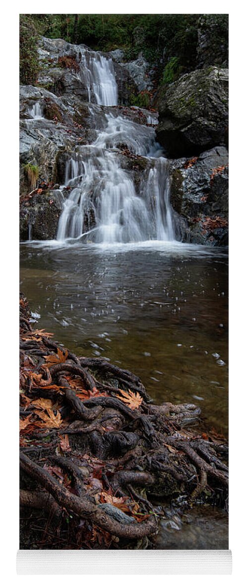 Waterfall Yoga Mat featuring the photograph Waterfall in autumn. by Michalakis Ppalis