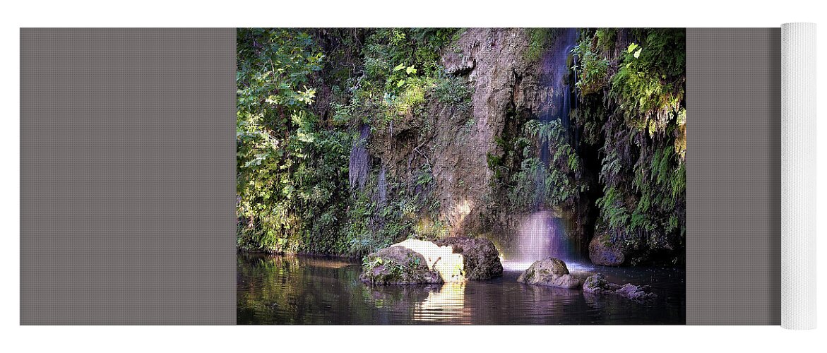 Waterfall Yoga Mat featuring the photograph Waterfall in the Heart of Texas by Cheri Freeman