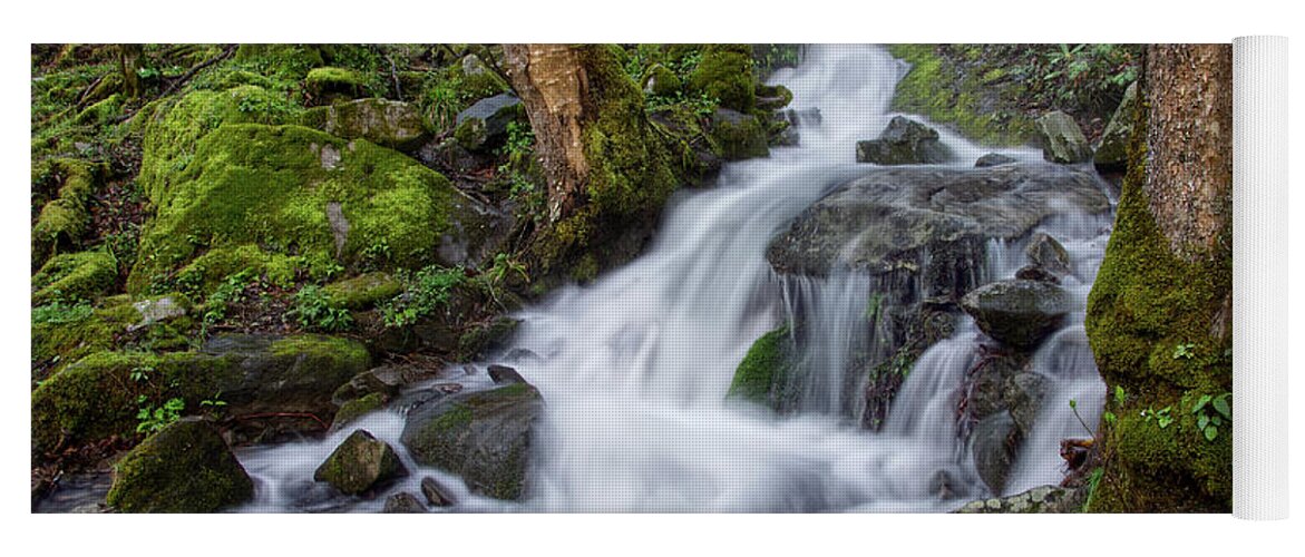 Middle Prong Trail Yoga Mat featuring the photograph Waterfall In The Smokies 7 by Phil Perkins
