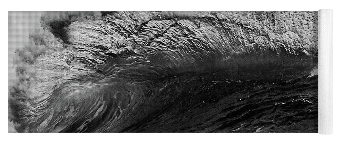 Wave Yoga Mat featuring the photograph Waterfall Wave - BW by Alan Hart
