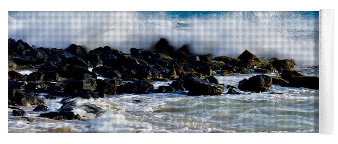 Action Yoga Mat featuring the photograph Wave Action Brenneckes Beach 1 by Gary F Richards