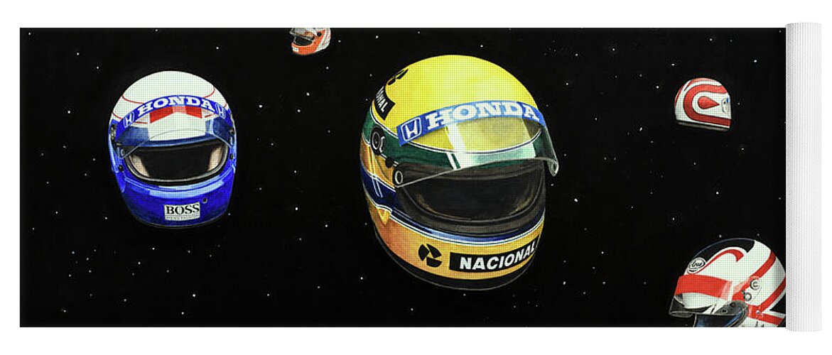 Ayrton Senna Yoga Mat featuring the painting We Are Flying High  by Oleg Konin