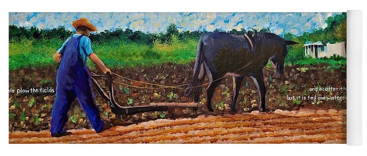 Plowing Yoga Mat featuring the painting We Plow the Fields by Jim Harris