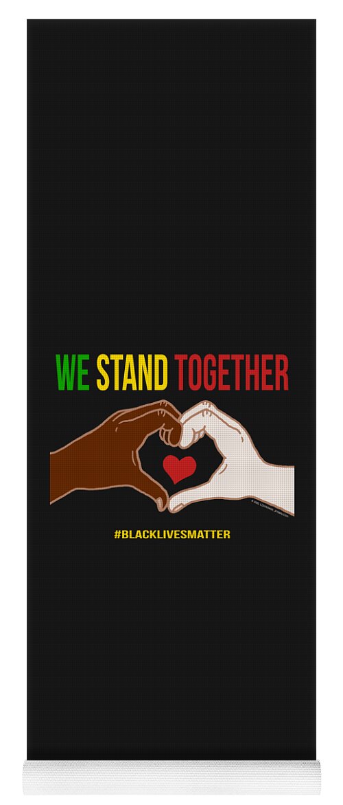 We Stand Together Yoga Mat featuring the digital art We Stand Together Heart Hands by Laura Ostrowski