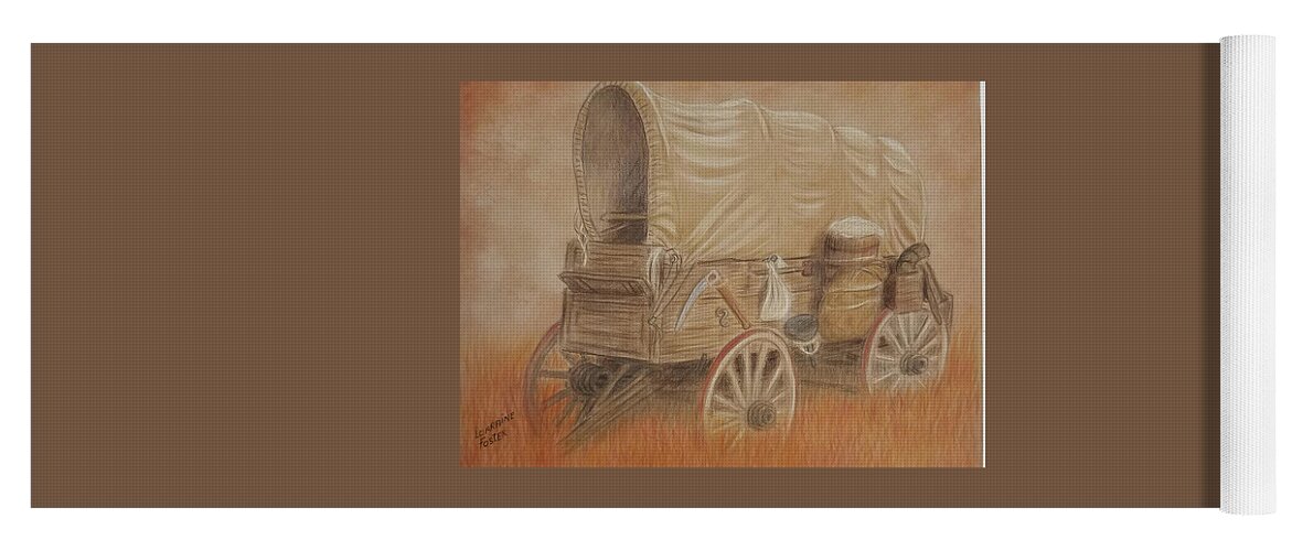 Covered Wagon Yoga Mat featuring the drawing Weary Traveler by Lorraine Foster