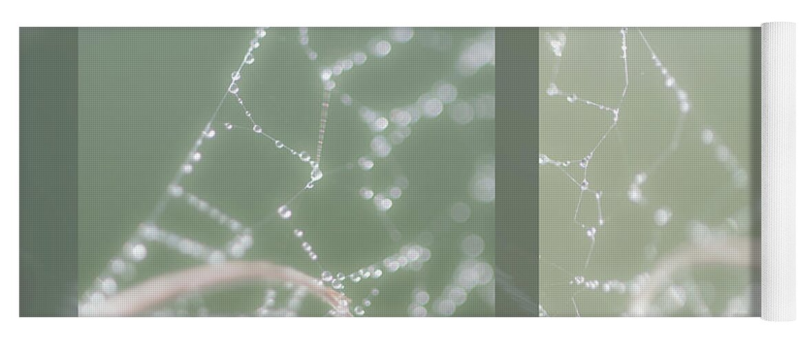 Web Yoga Mat featuring the photograph Web With Dew by Karen Rispin