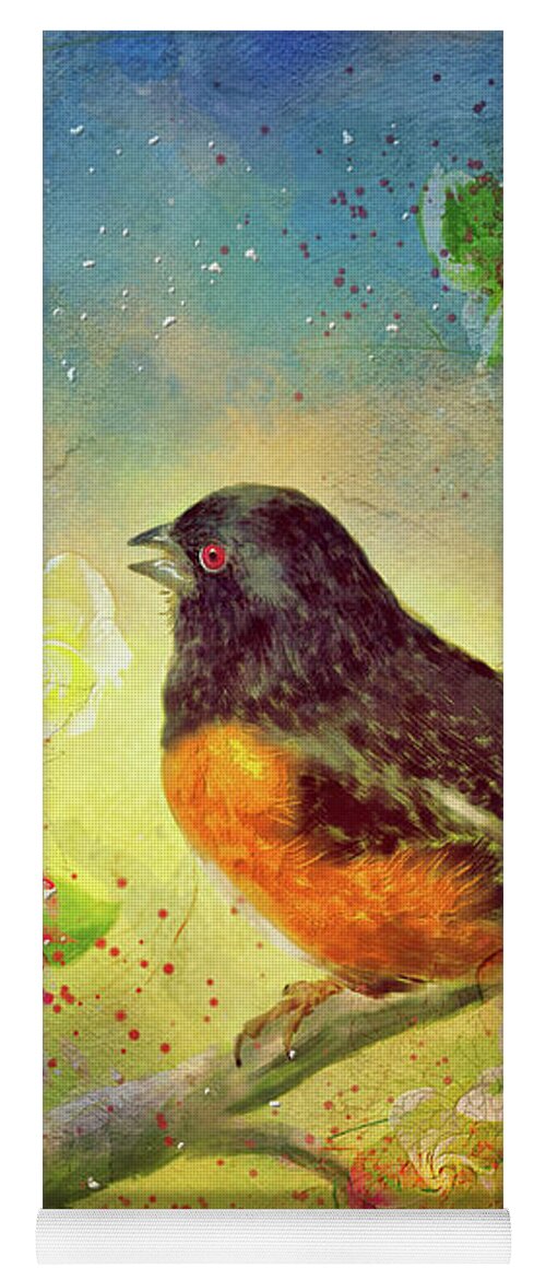 Towhee Yoga Mat featuring the digital art Welcoming Spring by Lois Bryan