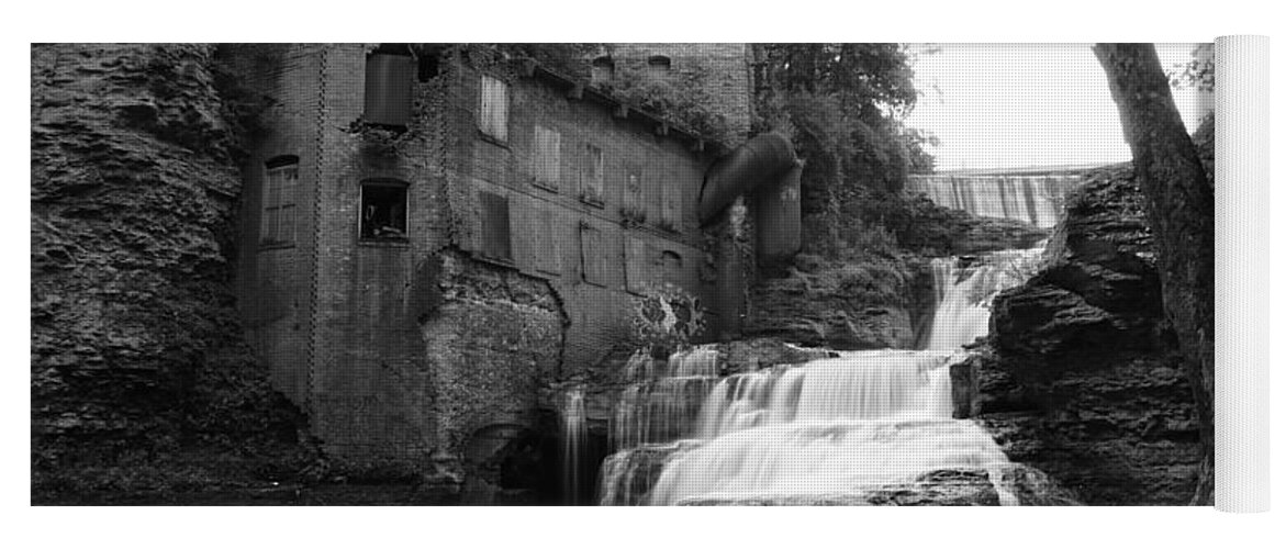Wells Falls Yoga Mat featuring the photograph Wells Falls bw by Patricia Caron