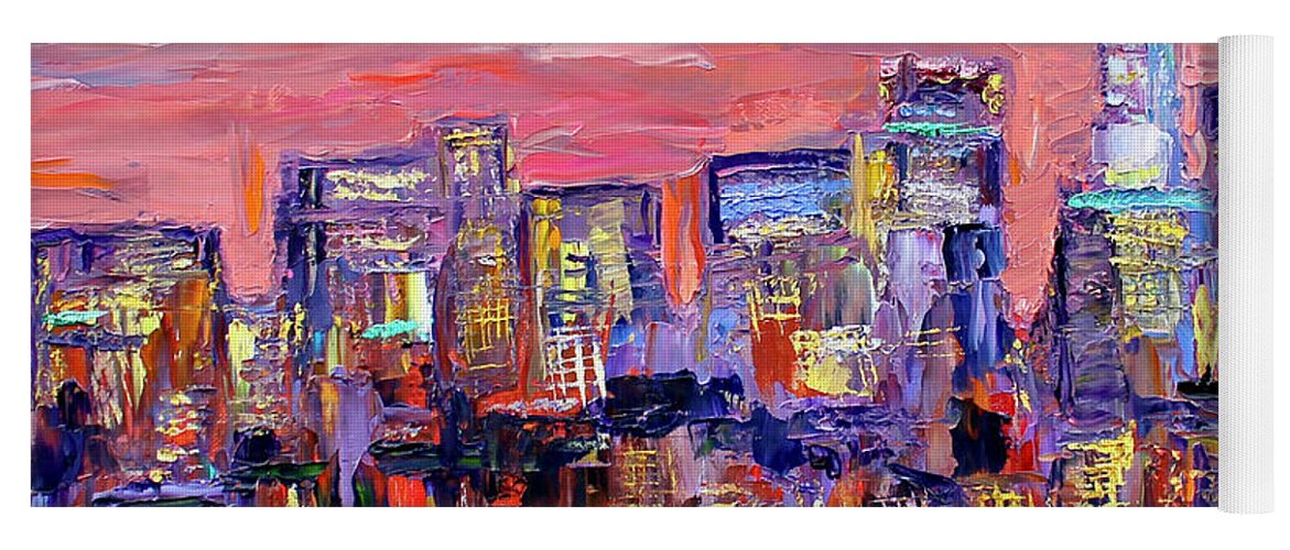 City Skyline Yoga Mat featuring the painting West Side by Teresa Moerer
