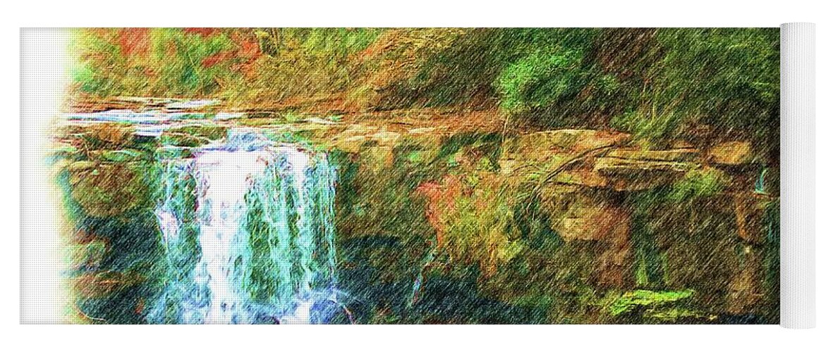 Vector illustration of beautiful waterfall. | CanStock
