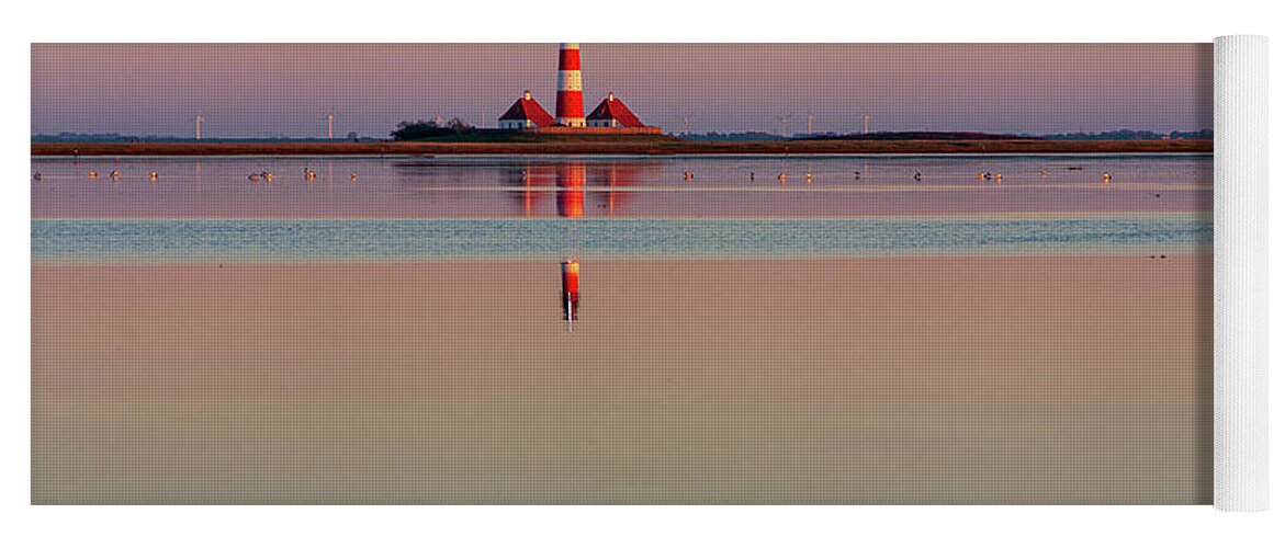 Lighthouse Yoga Mat featuring the photograph Westerhever Lighthouse by Heiko Koehrer-Wagner