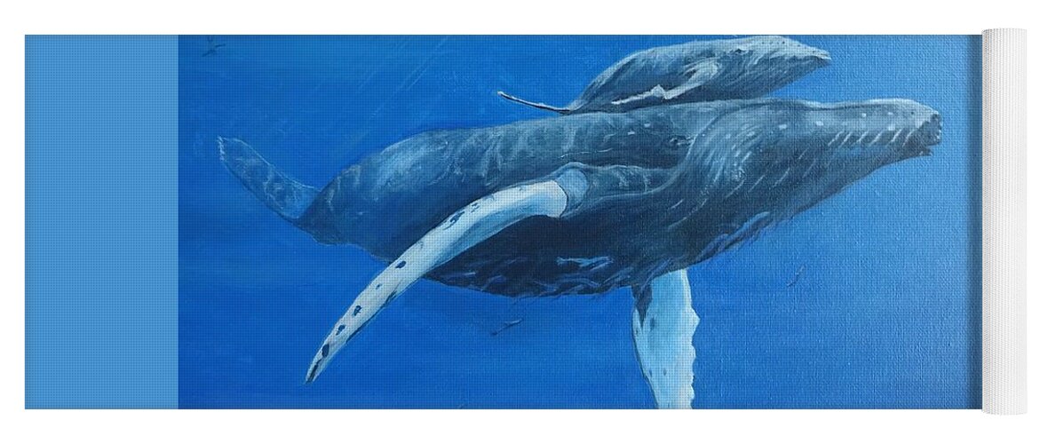 Whale Yoga Mat featuring the painting Whale and baby Whale by Vincent Cricchio