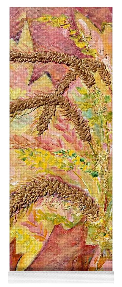 Agricultural Yoga Mat featuring the mixed media Wheat Maturing by Naomi Gerrard