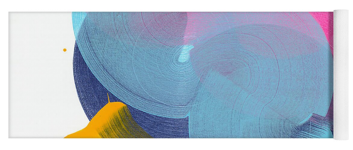 Abstract Yoga Mat featuring the painting Wheel of Love by Claire Desjardins