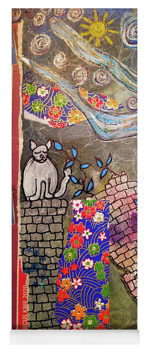 Dream Yoga Mat featuring the mixed media When Dreaming of a White Cat ... by Mimulux Patricia No
