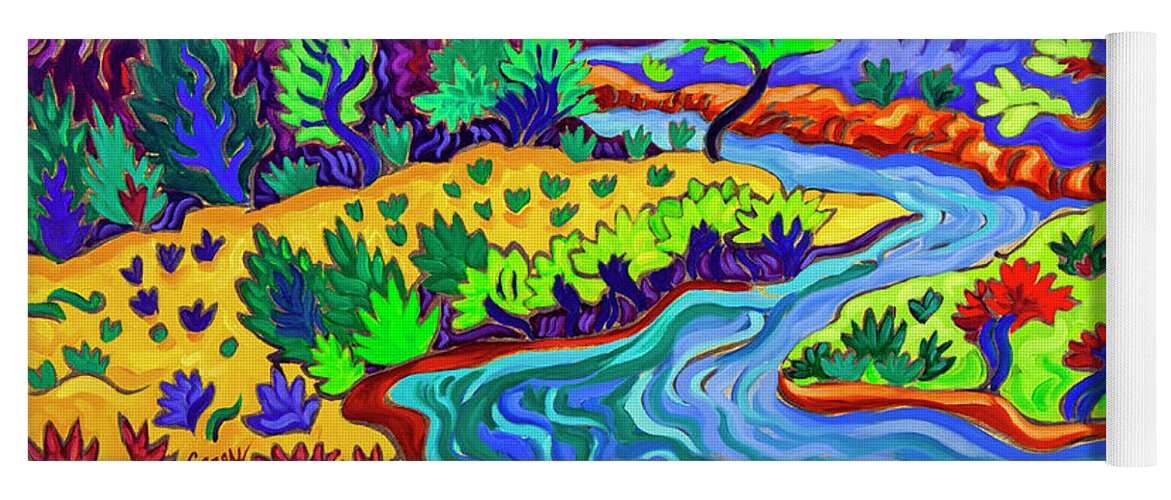 Santa Fe Paintings Yoga Mat featuring the painting Where the Creek Water Takes a Stroll by Cathy Carey