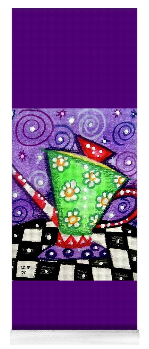 Whimsical Yoga Mat featuring the painting Whimsical Green Teapot by Monica Resinger