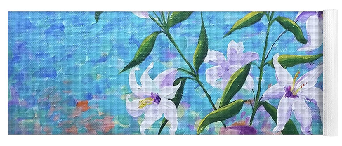 Flowers Yoga Mat featuring the painting White Lilies by Dipali Shah