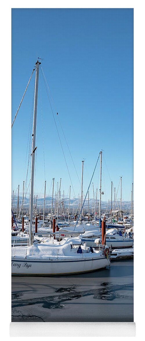 Marine Yoga Mat featuring the photograph White marina by Canadart -