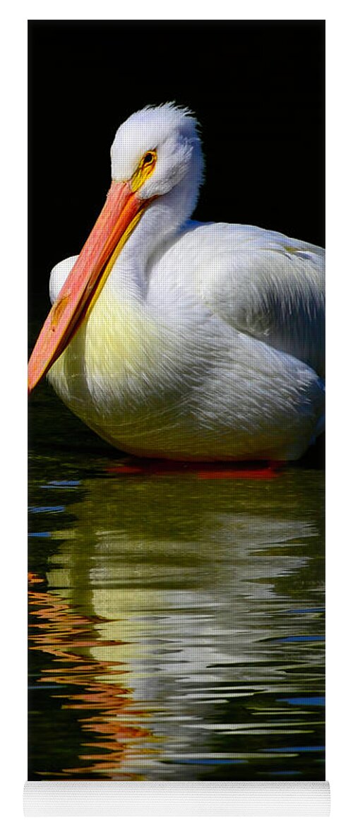 Pelican Yoga Mat featuring the photograph White Pelican of the Night by Alison Belsan Horton